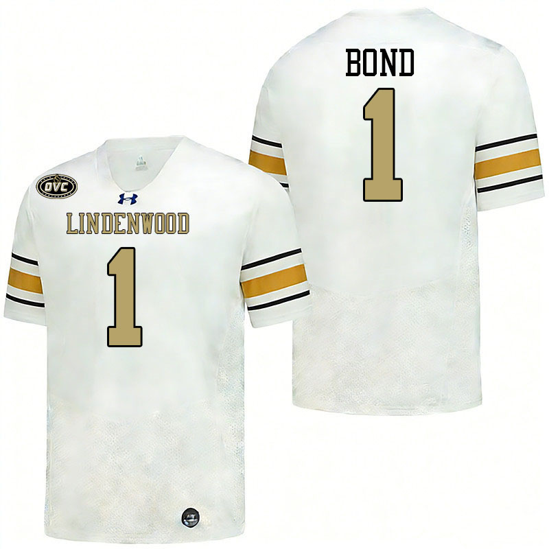 Lindenwood Lions #1 Rico Bond College Football Jerseys,Uniforms-White